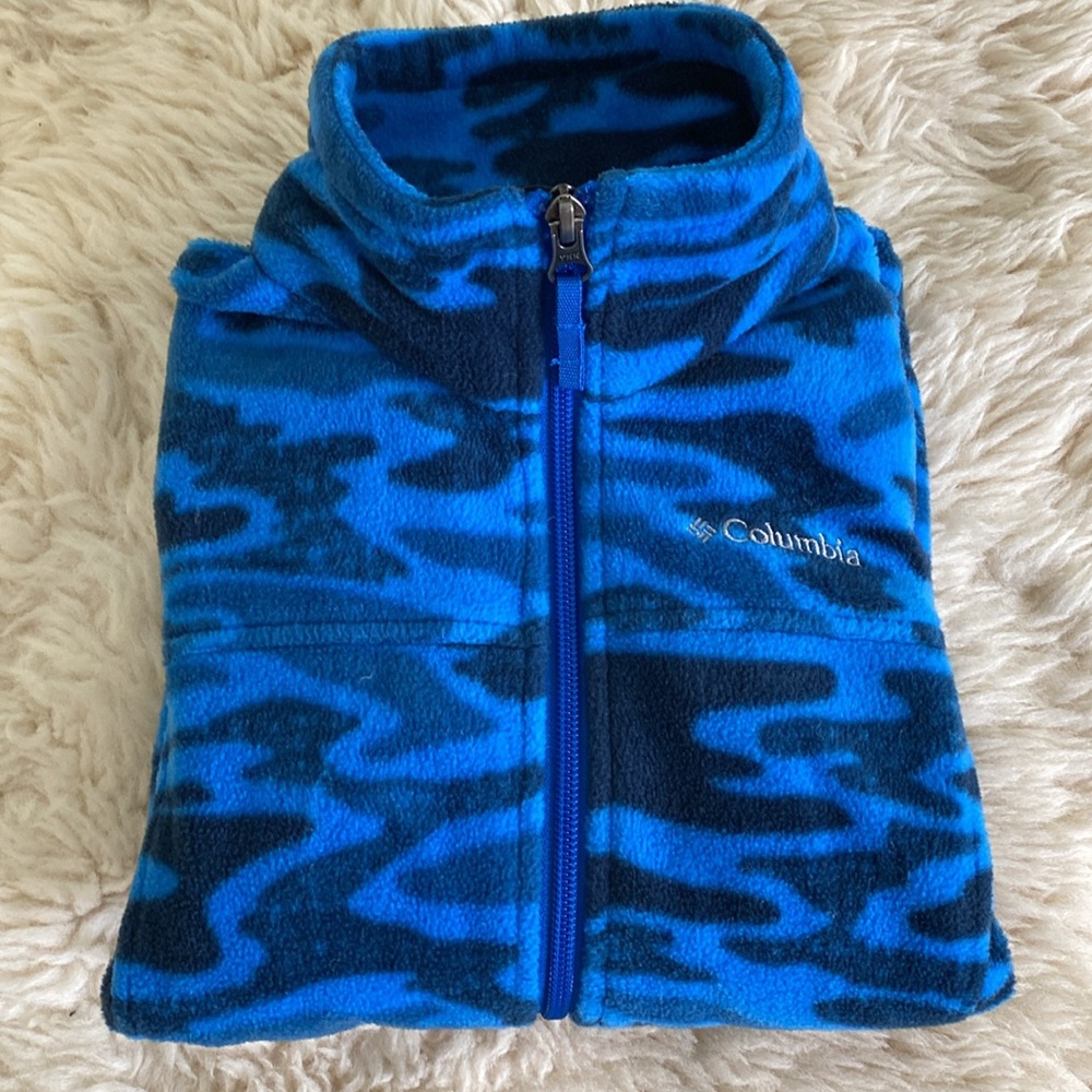 Columbia Blue and Navy Camo Fleece Jacket - Kids